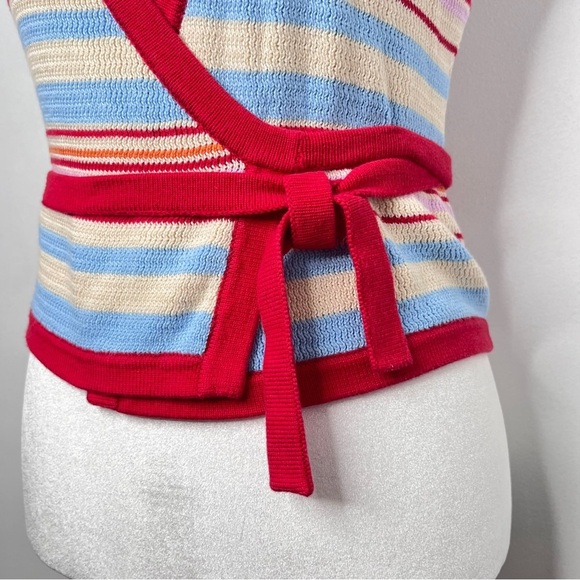Tularosa Striped Wrap Sweater Size Medium Short Sleeve Athletic Preppy Summer - Picture 5 of 8